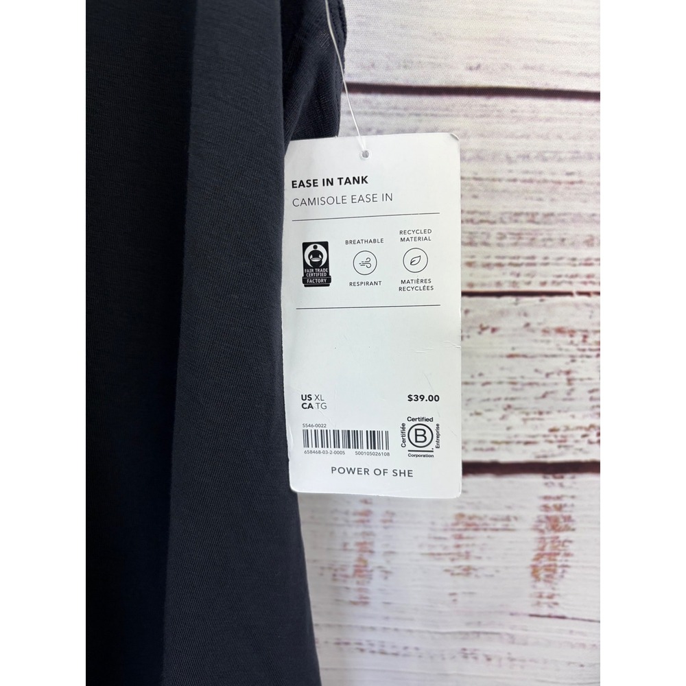 Athleta Ease In Tank Top Black High Neck Strappy Racerback XL NWT 658468 Yoga - Picture 3 of 8